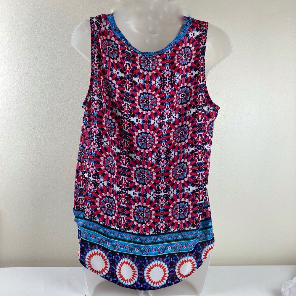 DR2 Vibrant Abstract Tank Top - Red and Blue Medium